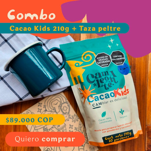 Combo Cacao Kids 210g + Taza Peltre